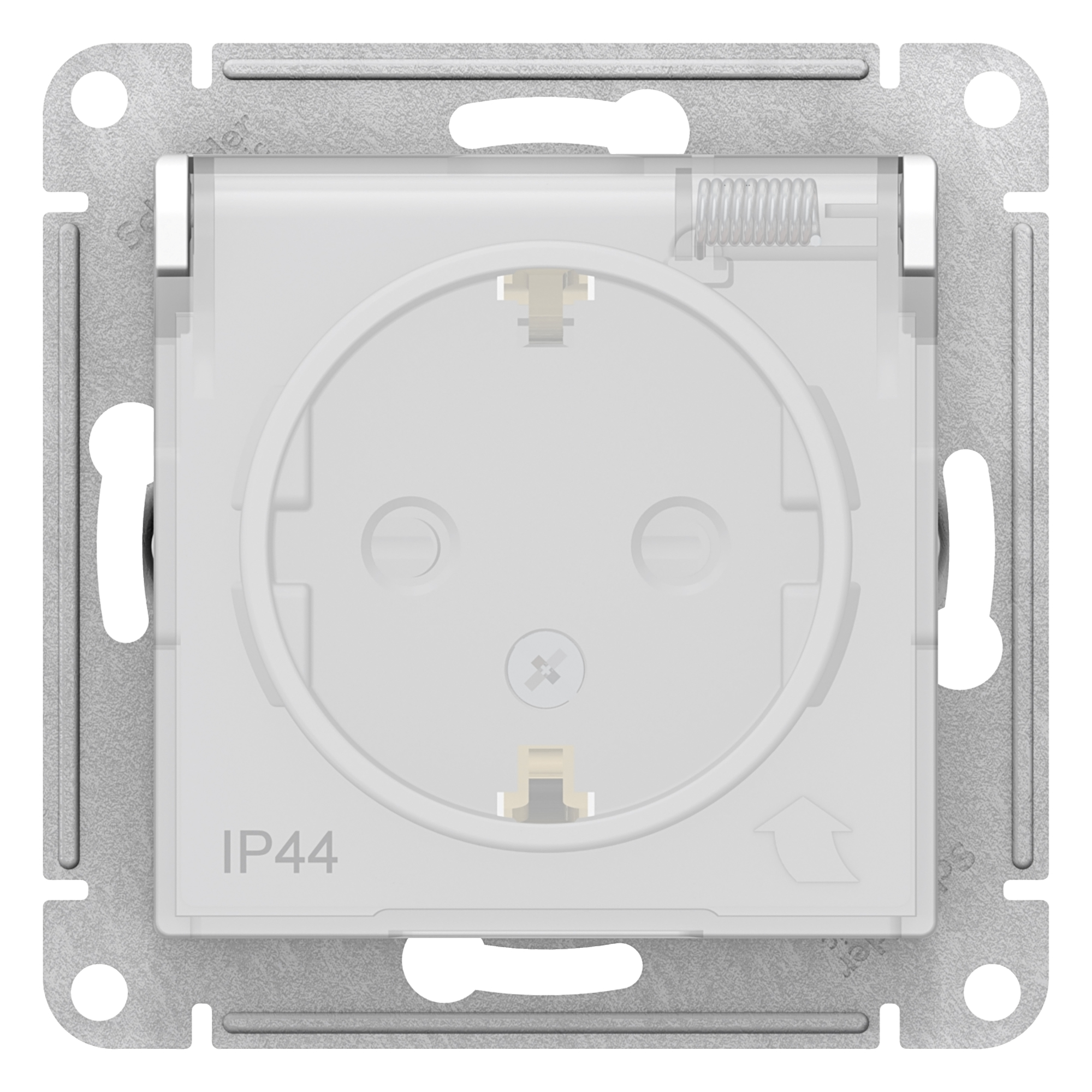 Розетка 1-м СП AtlasDesign Aqua 16А IP44 с заземл. защ. шторки с крышкой механизм бел. SE-ATN440146