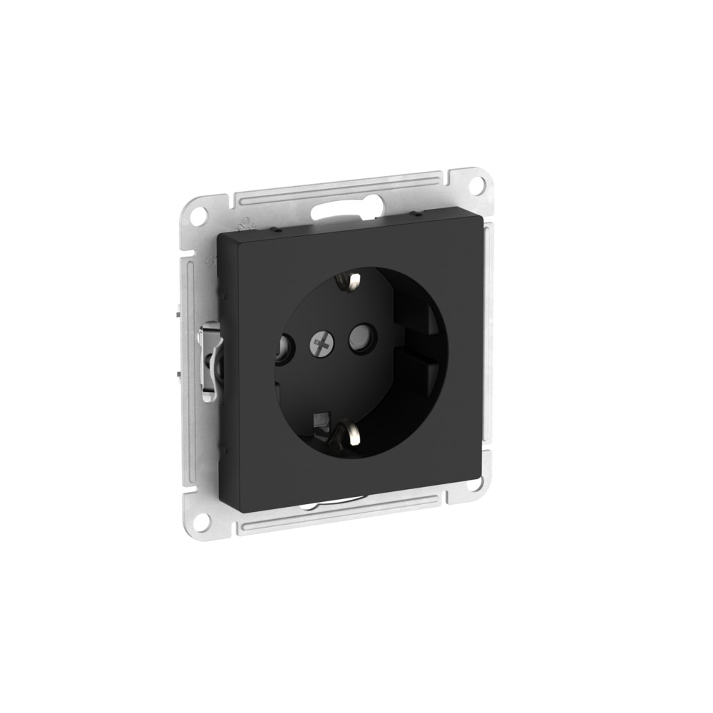 Розетка 1-м СП AtlasDesign 16А IP20 с заземл. защ. шторки механизм карбон SchE ATN001045-ATN001045