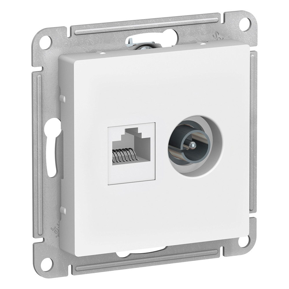 Розетка компьютерная + телевизионная 2-м AtlasDesign RJ45 кат.5E + TV механизм бел. SchE ATN000189-ATN000189