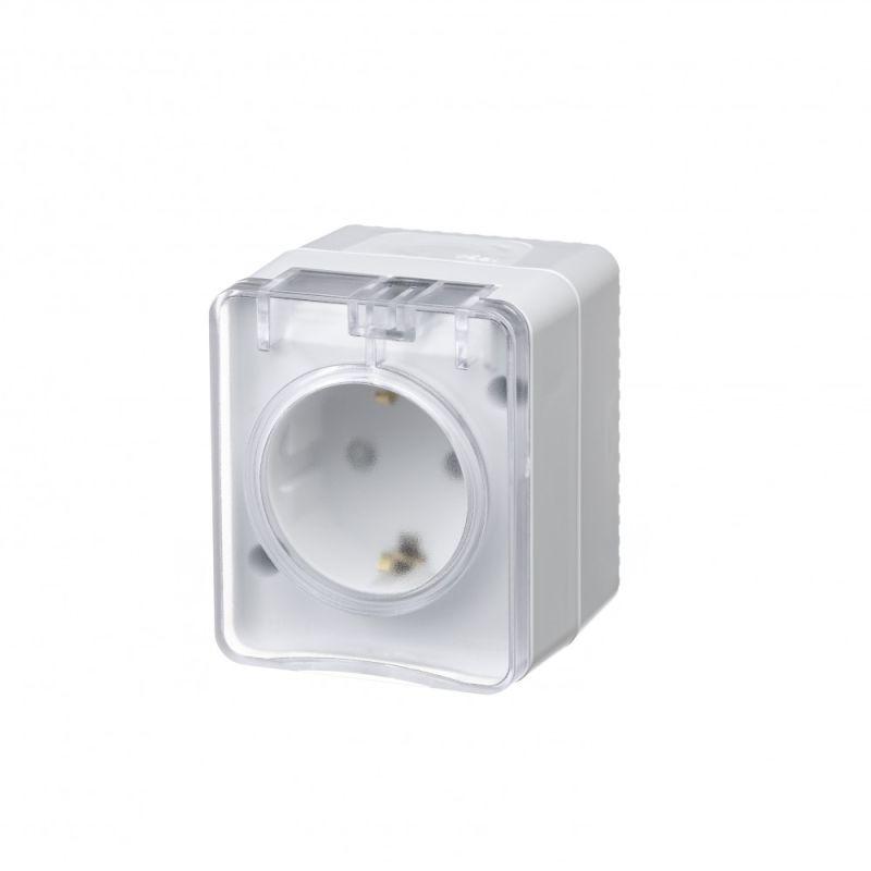 Розетка 1-м ОП AtlasDesign Profi54 16А IP54 250В с заземл. защ. шторки бел. SE ATN540145-ATN540145