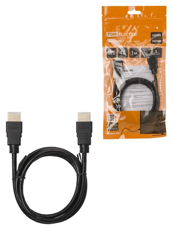 Кабель «АВК 1» HDMI — HDMI, v2.0, позолоченные контакты, 1 метр, TDM