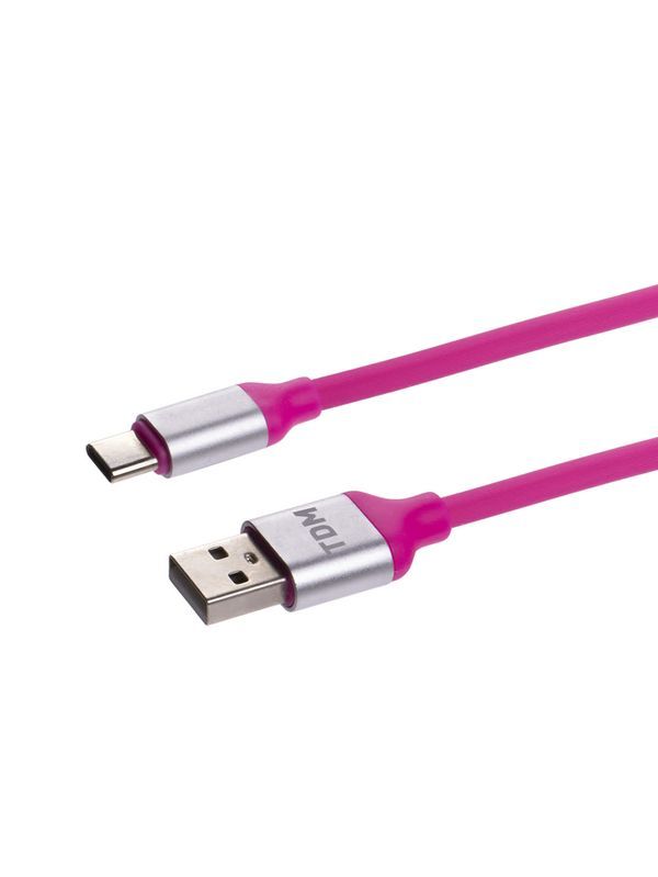 Дата-кабель, ДК 20, USB — USB Type-C, 1 м, силиконовая оплетка, розовый, TDM