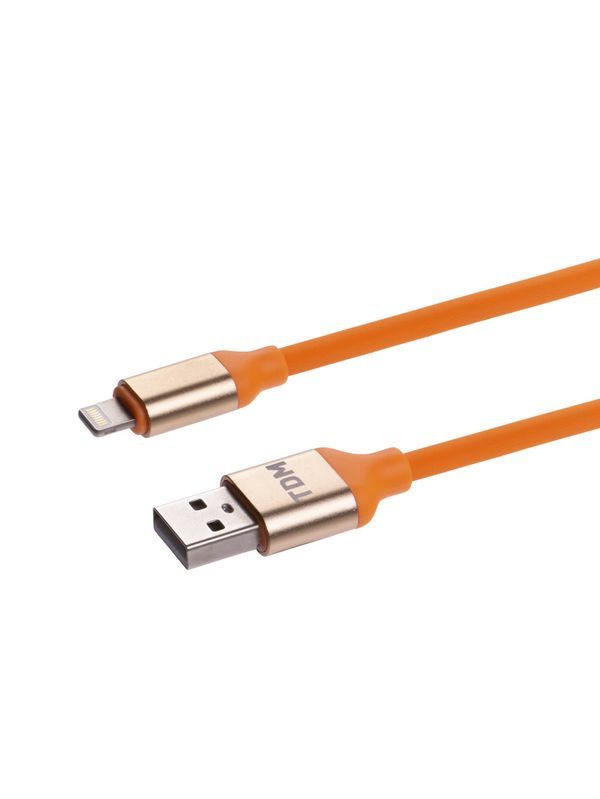 Дата-кабель, ДК 15, USB — Lightning, 1 м, силиконовая оплетка, оранжевый, TDM