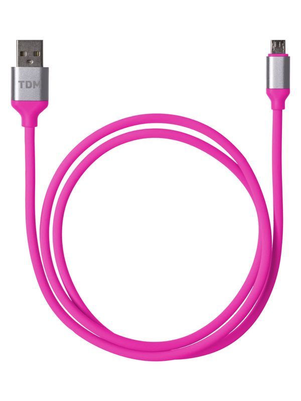 Дата-кабель, ДК 19, USB — micro USB, 1 м, силиконовая оплетка, розовый, TDM — изображение 3
