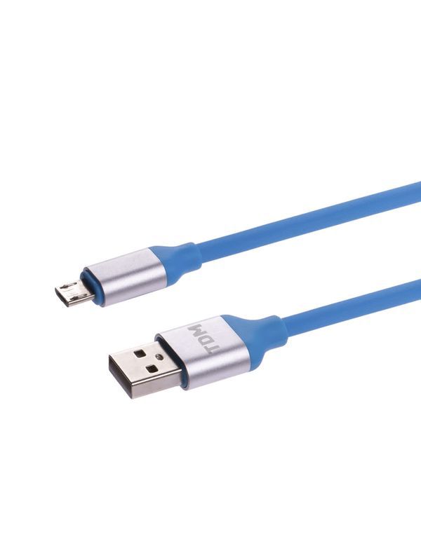 Дата-кабель, ДК 16, USB — micro USB, 1 м, силиконовая оплетка, голубой, TDM — изображение 2