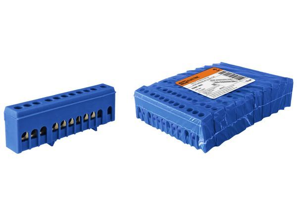 Шина «N» нулевая в синем изоляторе на DIN-рейку 6×9мм 12 групп TDM