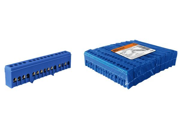 Шина «N» нулевая в синем изоляторе на DIN-рейку 6×9мм 15 групп TDM
