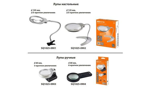 Лупы ручные и настольные с подсветкой