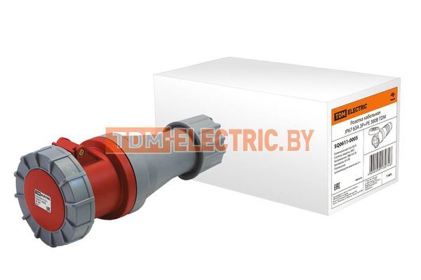 Розетка кабельная IP67 63А 3Р+РЕ 380В TDM SQ0611-0005