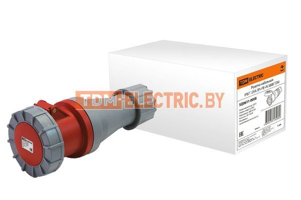 Розетка кабельная IP67 125А 3Р+РЕ+N 380В TDM SQ0611-0008