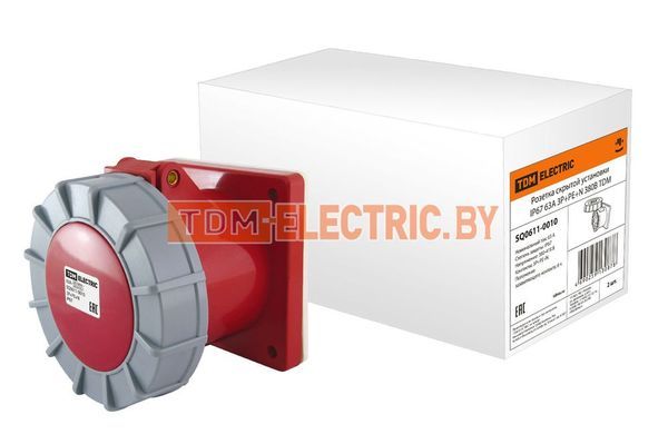 Розетка скрытой установки IP67 63А 3Р+РЕ+N 380В TDM SQ0611-0010
