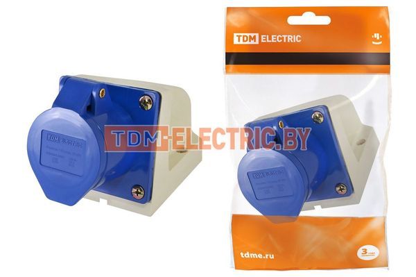 Розетка 113 стационарная 2Р+РЕ 16А 220В IP44 TDM SQ0602-0001