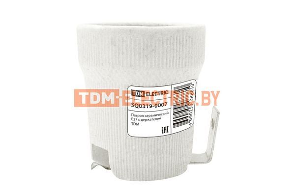 Патрон керамический E27 с держателем TDM SQ0319-0007