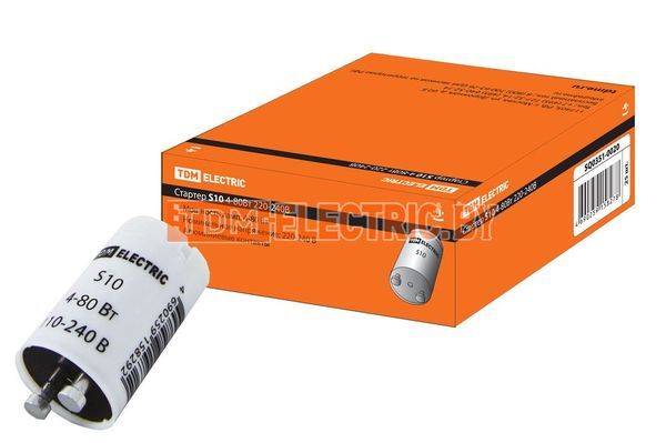 Стартер S10 4-80Вт 220-240В алюм. контакты TDM SQ0351-0020